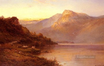 Alfred de Breanski Sr Painting - Puesta de sol en el lago Alfred de Breanski padre